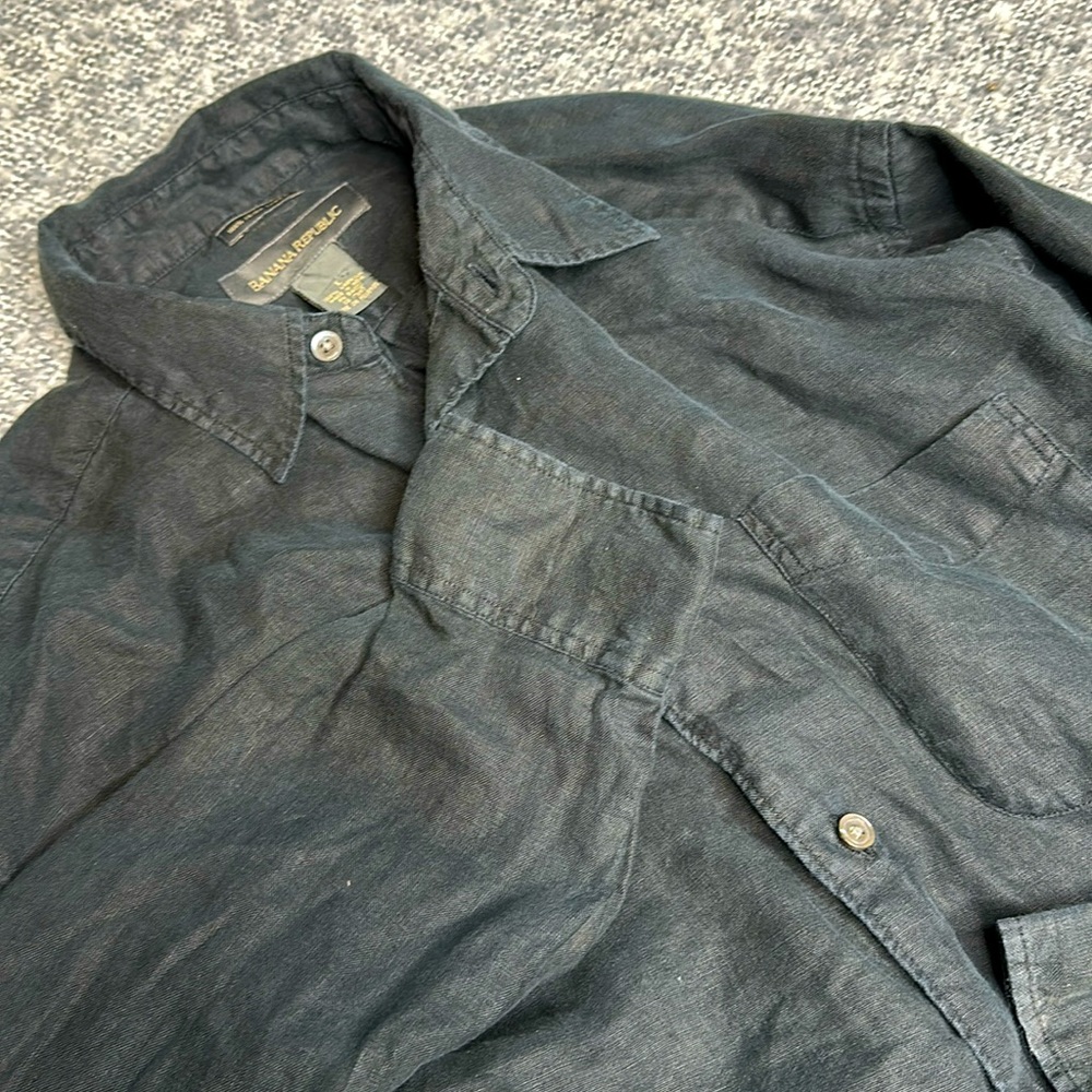 Banana Republic Large Black Linen Long Sleeve Shirt